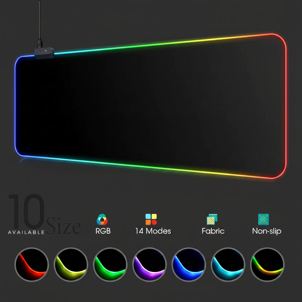 Mouse Pad Gamer RGB XL 90x40 – Iluminación LED + Superficie Speed